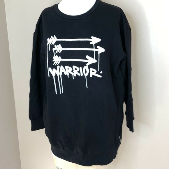 Soul Cycle Gregory Siff Womens Small Black Warrior Graphic Zipper Sweatshirt Top - Picture 3 of 12